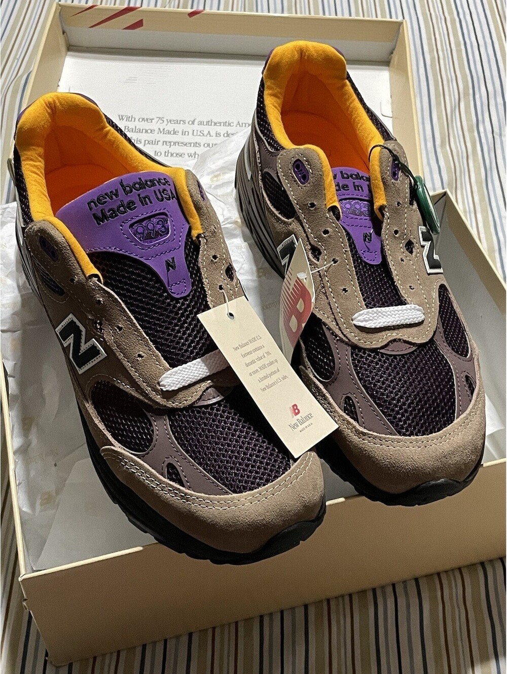 NEW BALANCE 993 Mens 10.5 Made in USA Mushroom Midnight Violet U993MU NEW IN BOX